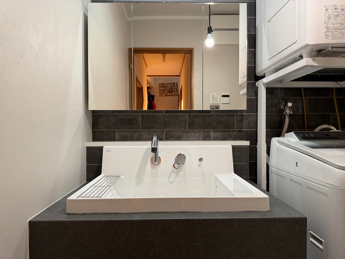 京都戸建てリノベーション,カスタムバニティ洗面台リフォーム京都,タカラスタンダードのグランスパ,浴室リフォーム京都